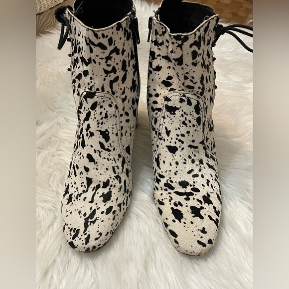 Matisse Genuine White Calf Hair Speckle Spotted Bootie Lace Up Corset 8.5 - Picture 11 of 16
